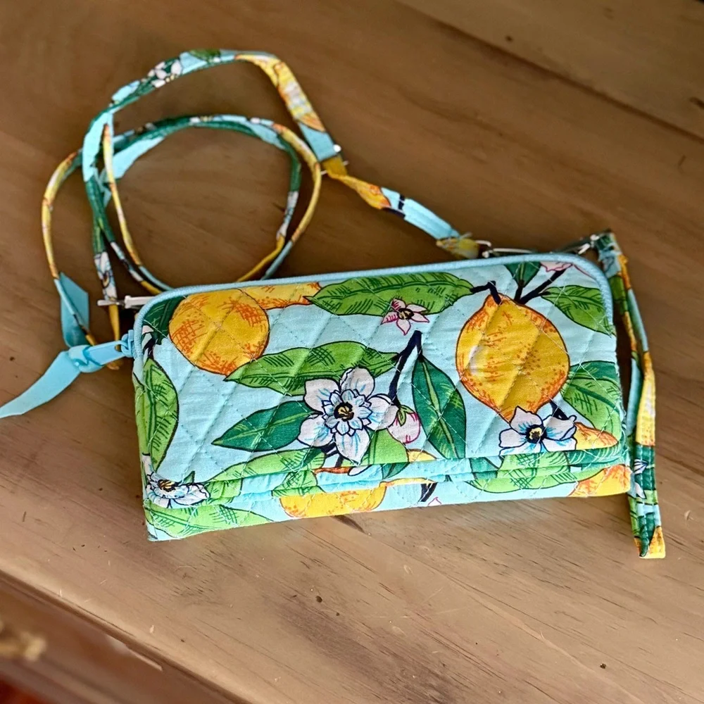 Vera Bradley RFID Accordion Wristlet Lemon Grove | Quilted Wallet Crossbody - Picture 4 of 10